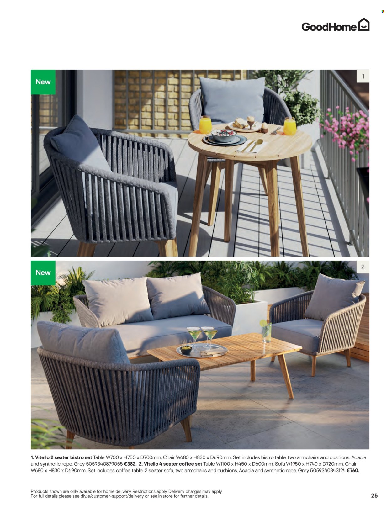 thumbnail - B&Q offer  - Sales products - table, chair, arm chair, sofa, coctail table, coffee table, cushion. Page 25.