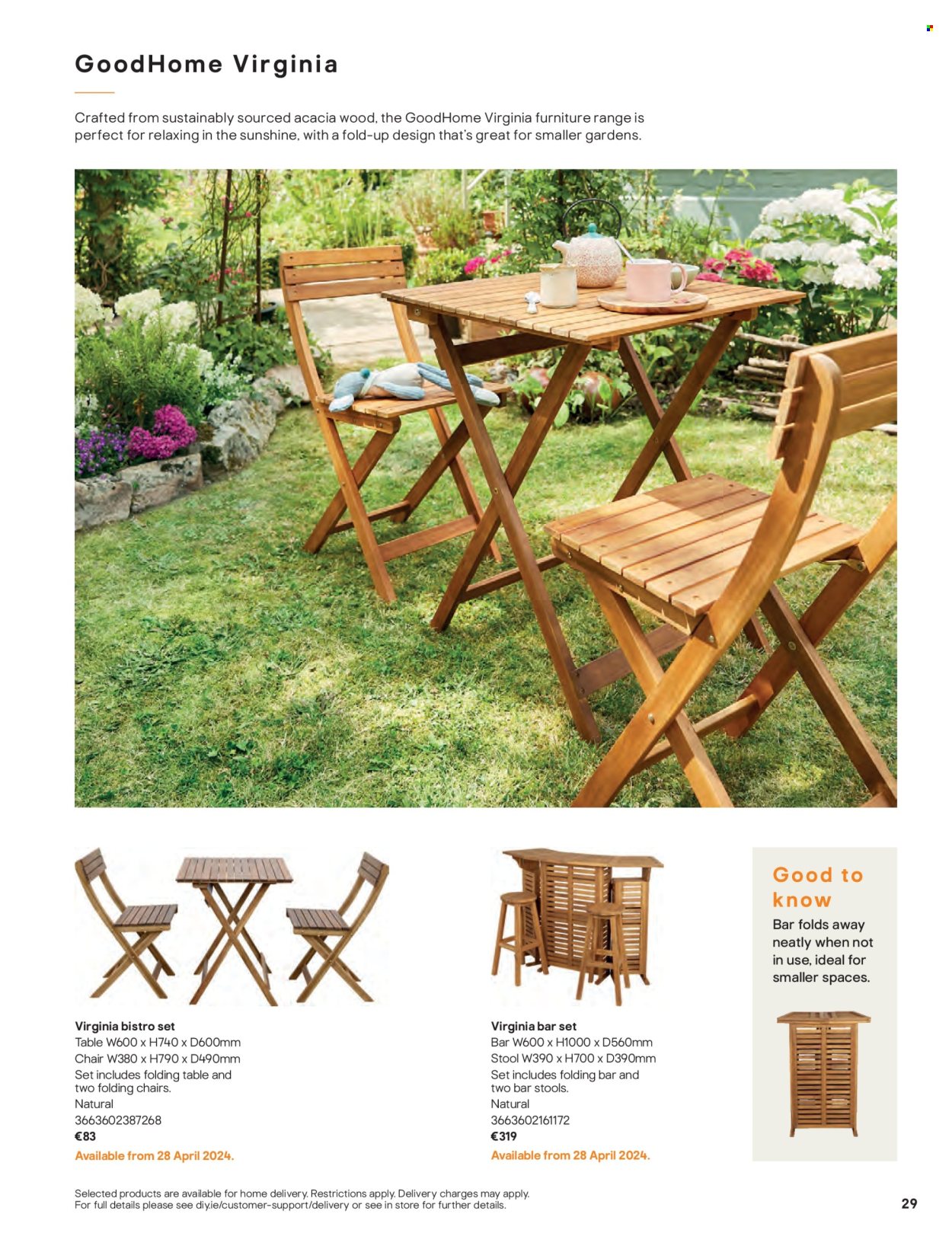 thumbnail - B&Q offer  - Sales products - table, stool, chair, bar stool, folding table. Page 29.