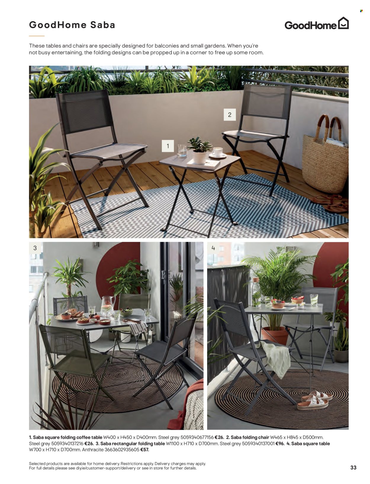 thumbnail - B&Q offer  - Sales products - table, chair, coffee table, folding table, folding chair. Page 33.