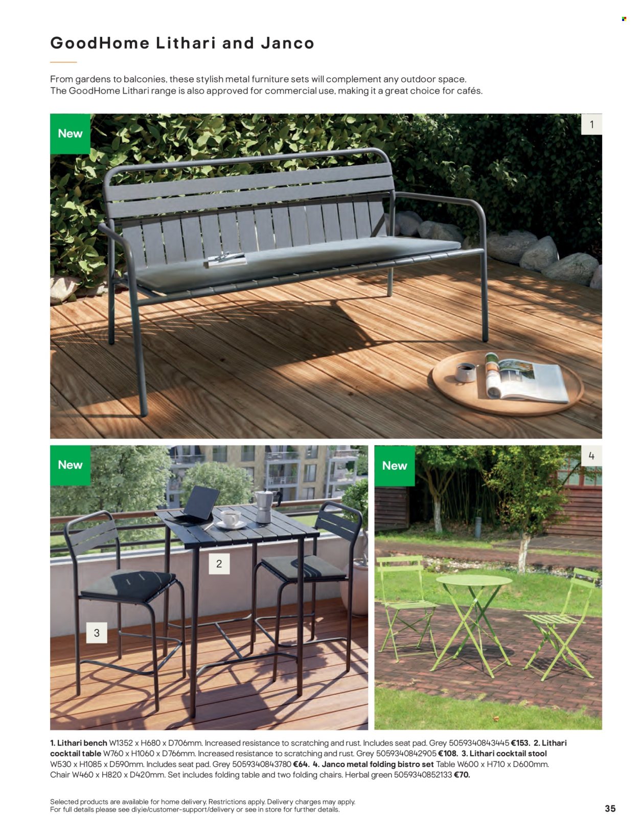thumbnail - B&Q offer  - Sales products - table, stool, chair, bench, folding table, chair pad. Page 35.