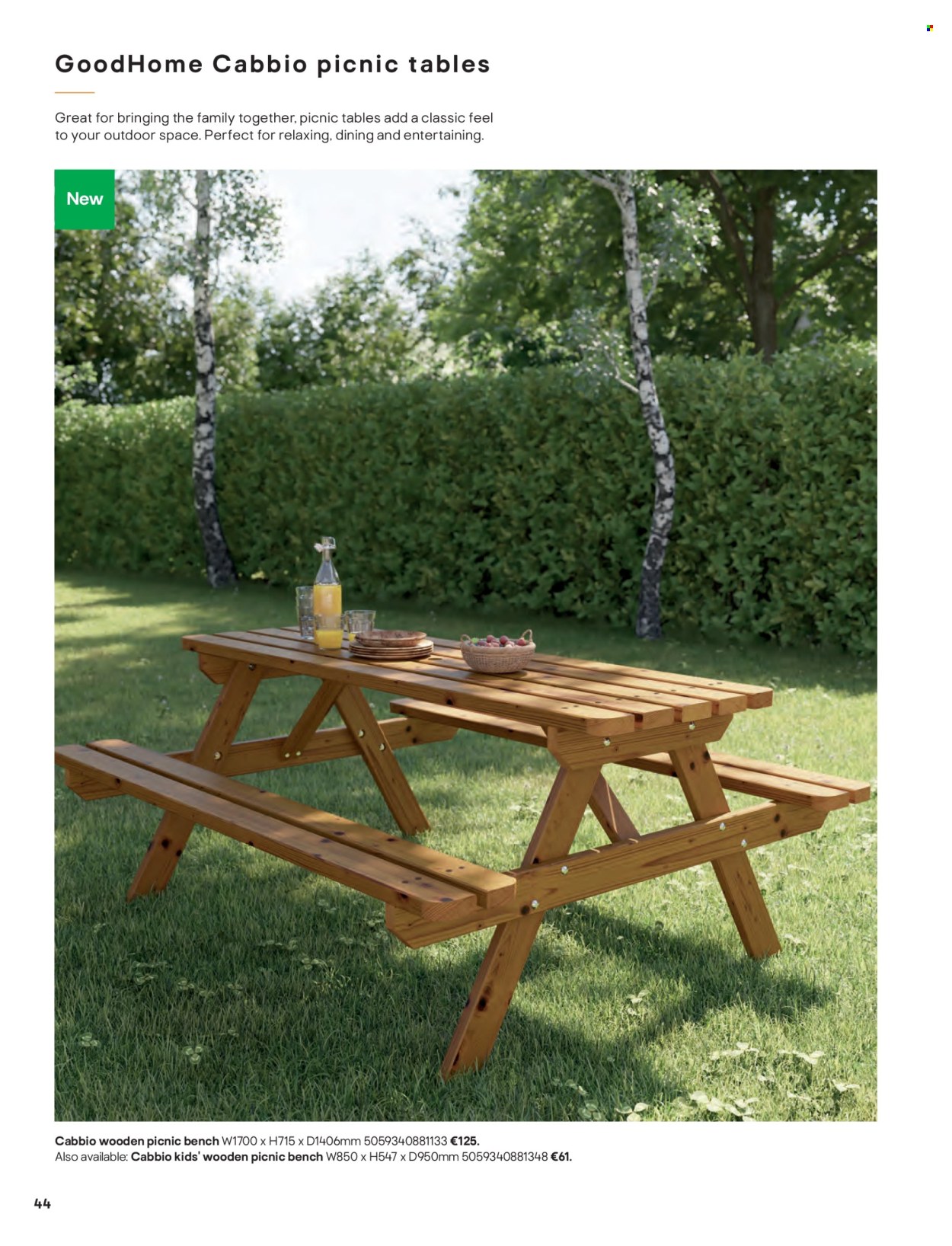 thumbnail - B&Q offer  - Sales products - table, bench. Page 44.