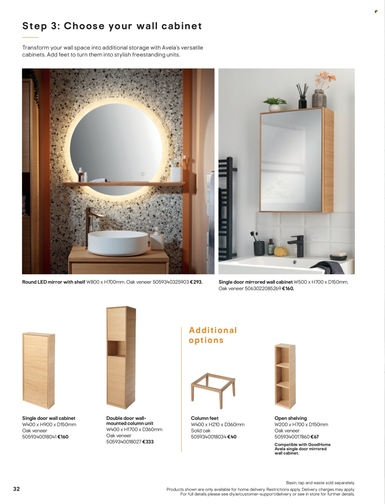 thumbnail - B&Q offer  - Sales products - cabinet, wall cabinet, mirror, mirror with shelf. Page 32.