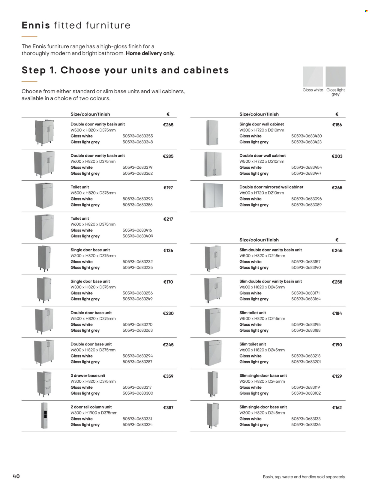 thumbnail - B&Q offer  - Sales products - cabinet, wall cabinet, drawer base, vanity. Page 40.
