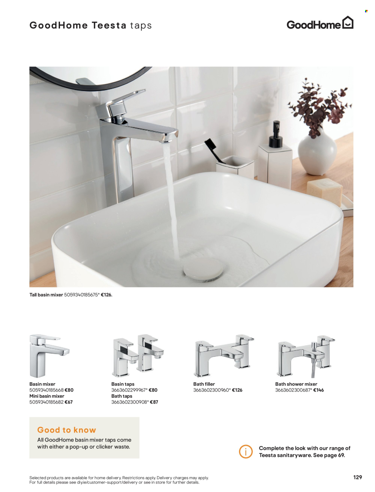 thumbnail - B&Q offer  - Sales products - shower mixer, basin mixer. Page 129.