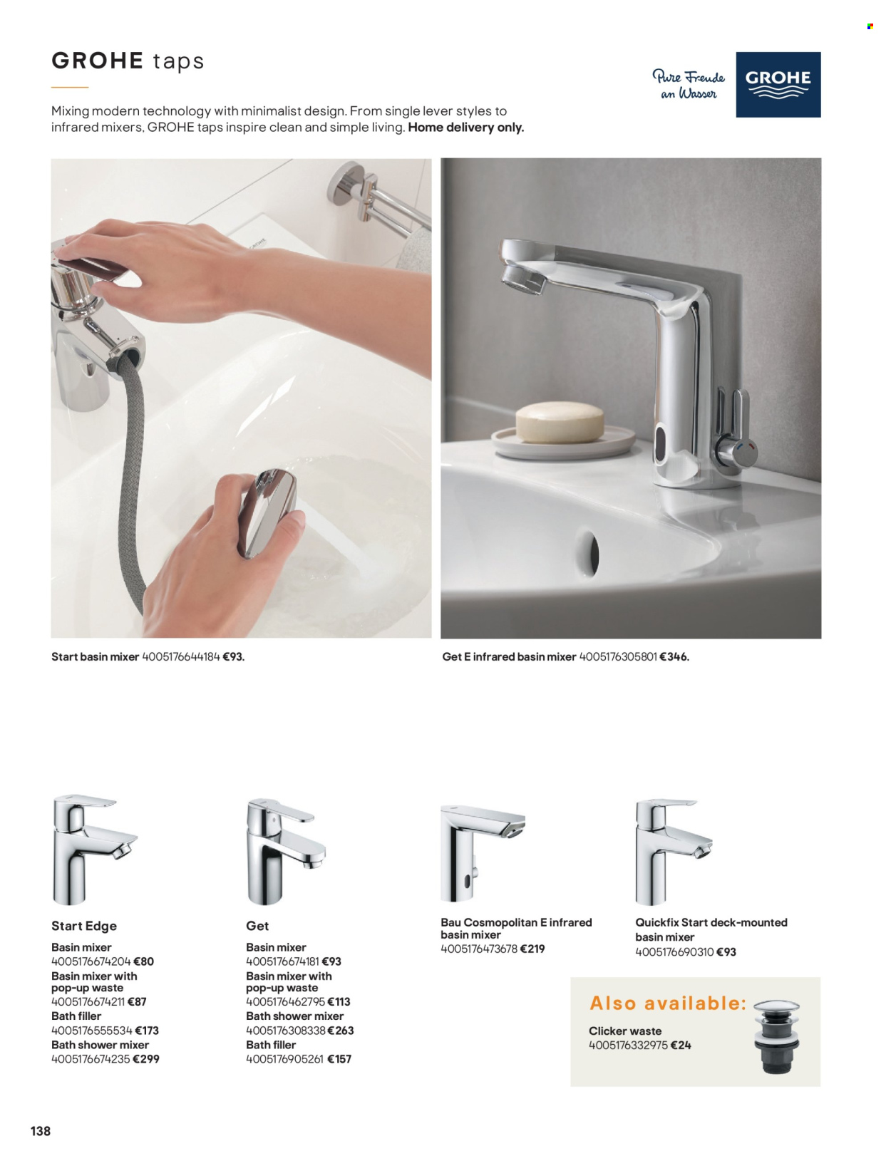 thumbnail - B&Q offer  - Sales products - Grohe, shower mixer, basin mixer. Page 138.