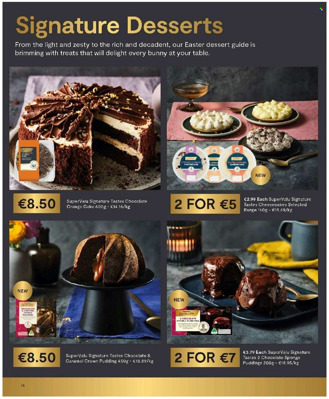 thumbnail - SuperValu offer  - Sales products - cake, cheesecake, dessert, lemons, pudding, sponge. Page 14.