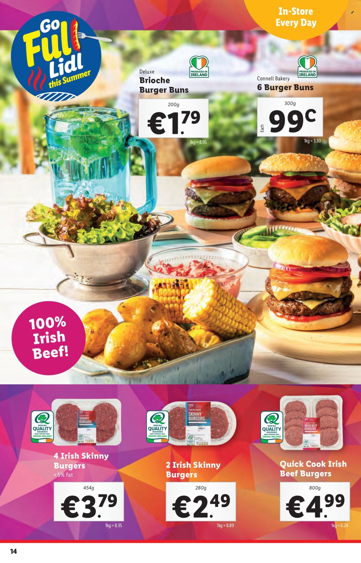 thumbnail - Lidl offer  - 25.04.2024 - 01.05.2024 - Sales products - buns, burger buns, brioche, beef burger. Page 14.