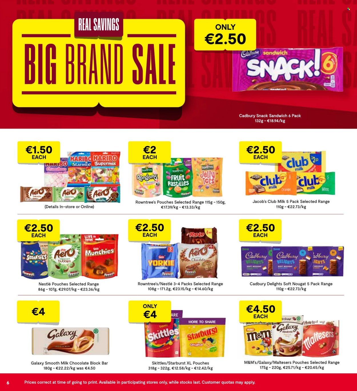 thumbnail - SuperValu offer  - 18.04.2024 - 01.05.2024 - Sales products - sandwich, jelly, sandwich cookies, milk chocolate, Nestlé, chocolate, Haribo, M&M's, Smarties, nougat, biscuit, club milk, Maltesers, Cadbury, pastilles, Skittles, chocolate candies, Starburst, sweets, mint. Page 8.