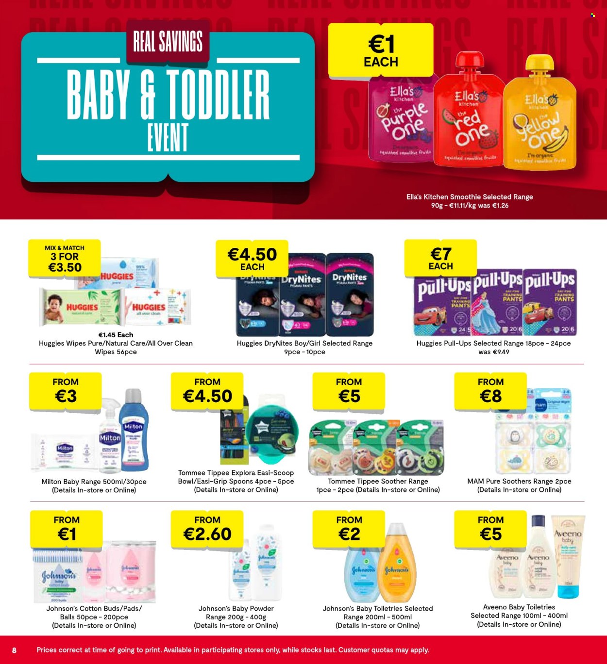 thumbnail - SuperValu offer  - 18.04.2024 - 01.05.2024 - Sales products - smoothie, wipes, Huggies, pants, baby wipes, nappies, DryNites, Johnson's, baby pants, Aveeno, baby powder, baby toiletries, pads, bowl. Page 10.
