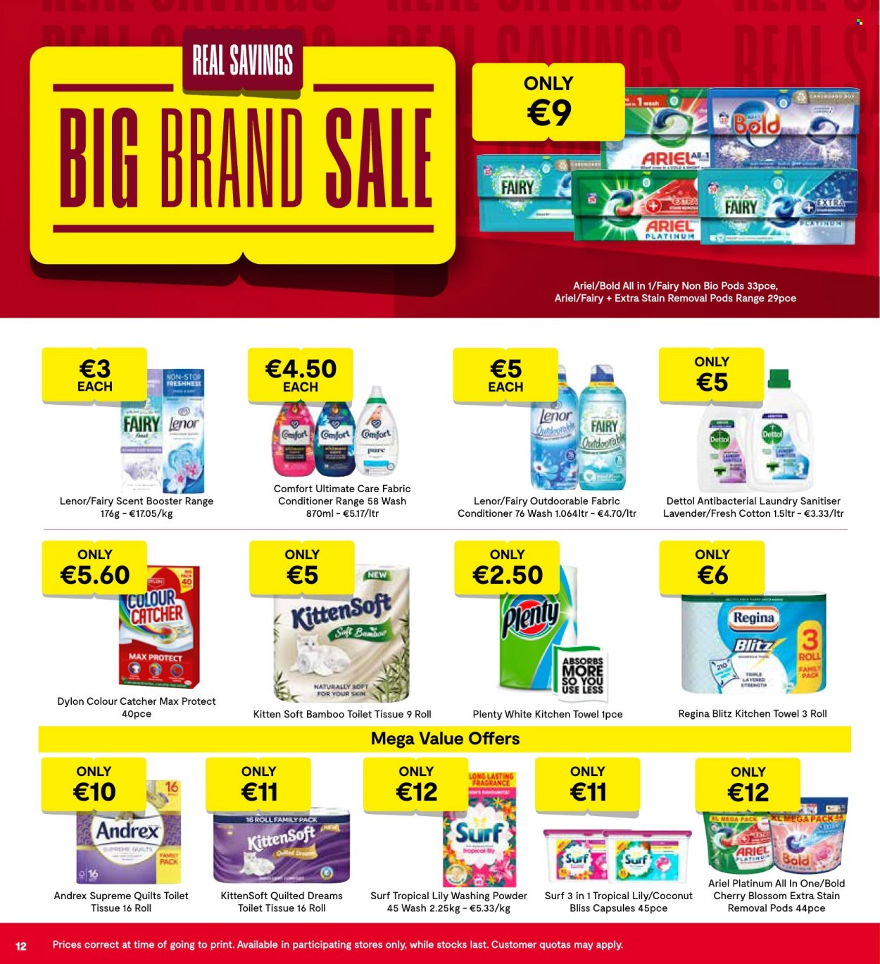 thumbnail - SuperValu offer  - 18.04.2024 - 01.05.2024 - Sales products - Dettol, toilet paper, Plenty, kitchen towels, Fairy, fabric softener, Ariel, laundry powder, Surf, Lenor, scent booster, Bold detergent, Comfort softener, fragrance. Page 14.
