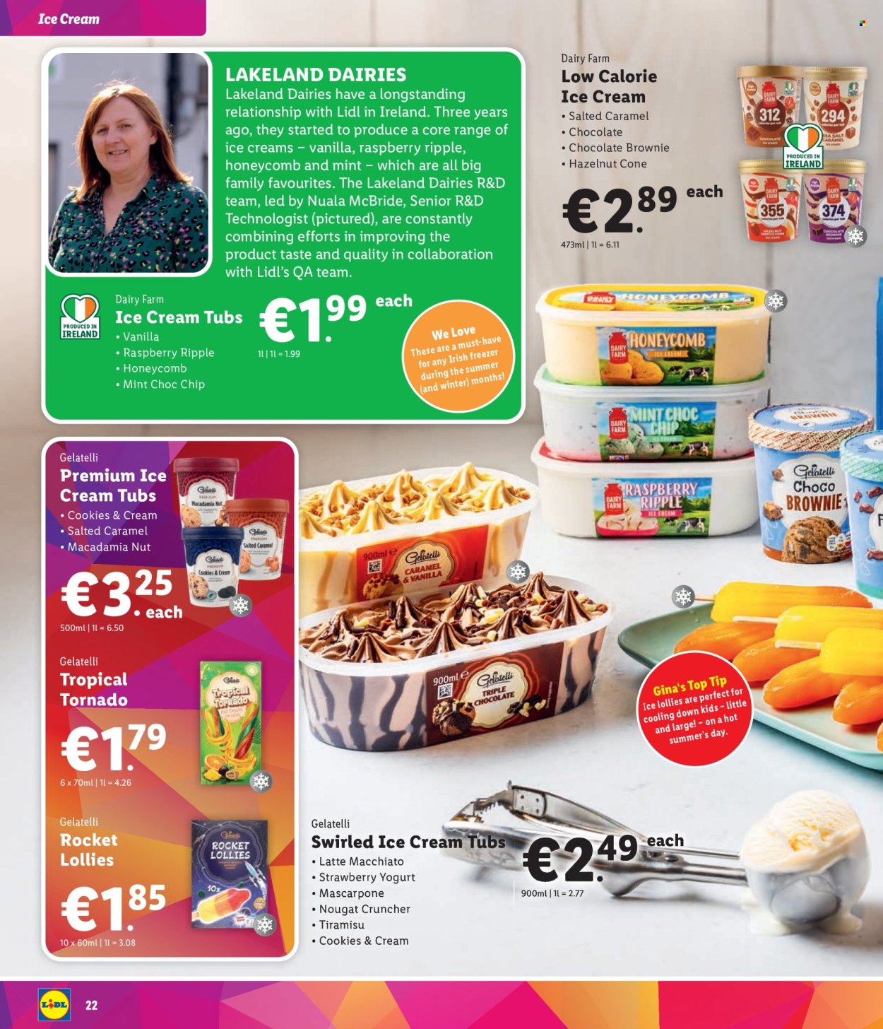 thumbnail - Lidl offer  - Sales products - rocket, ice cream, lollies, mint, Rin. Page 22.