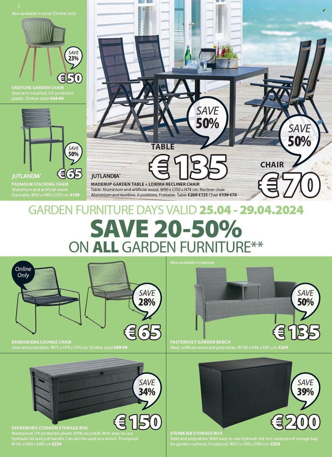 thumbnail - JYSK offer  - 25.04.2024 - 29.05.2024 - Sales products - chair, patio chair, table, recliner chair, lounger, storage box, cushion, bench, patio bench. Page 3.