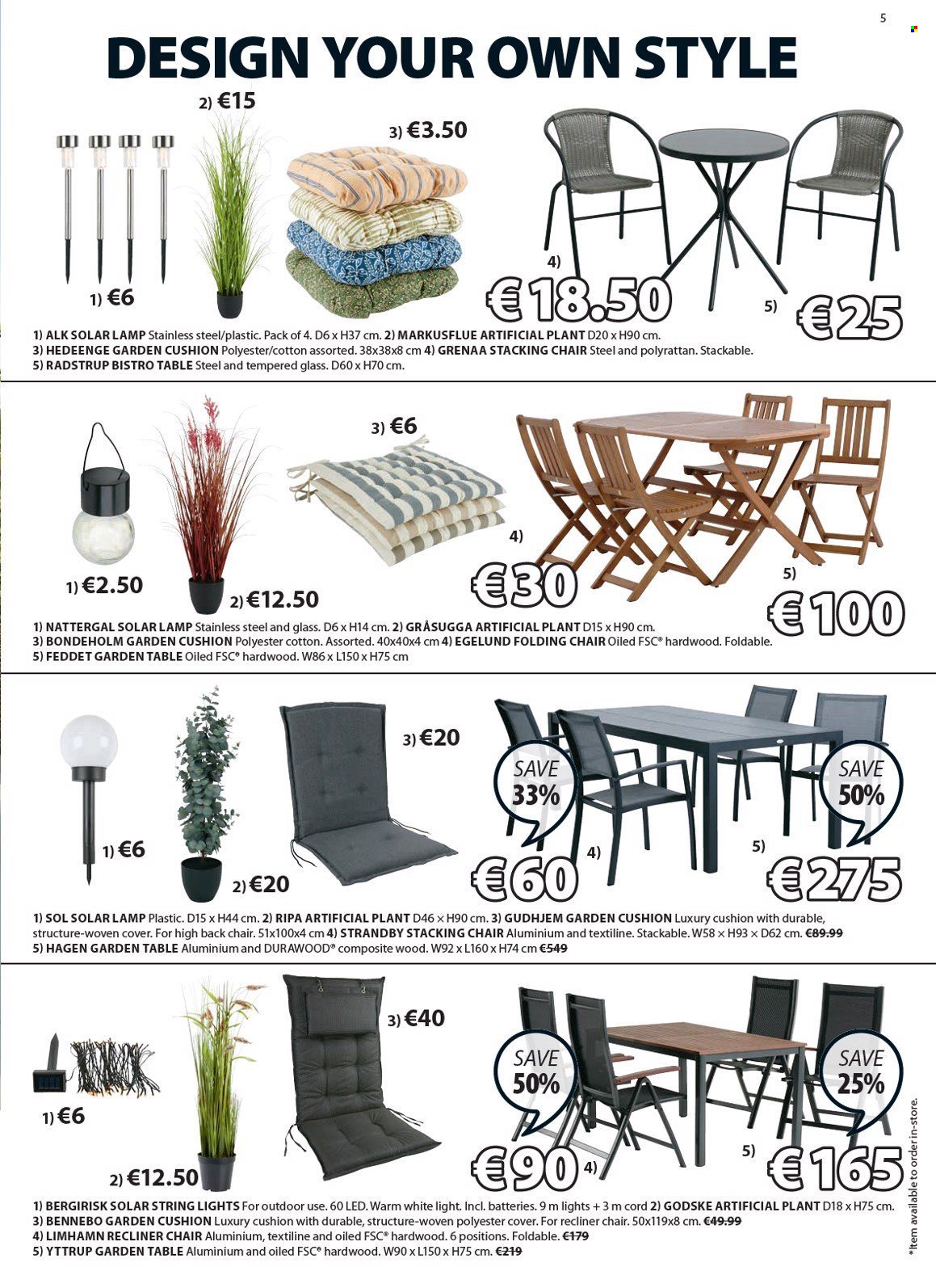 thumbnail - JYSK offer  - 25.04.2024 - 29.05.2024 - Sales products - lamp, solar light, cushion, chair, table, coctail table, artificial plant, folding chair, solar string, string lights, recliner chair. Page 6.