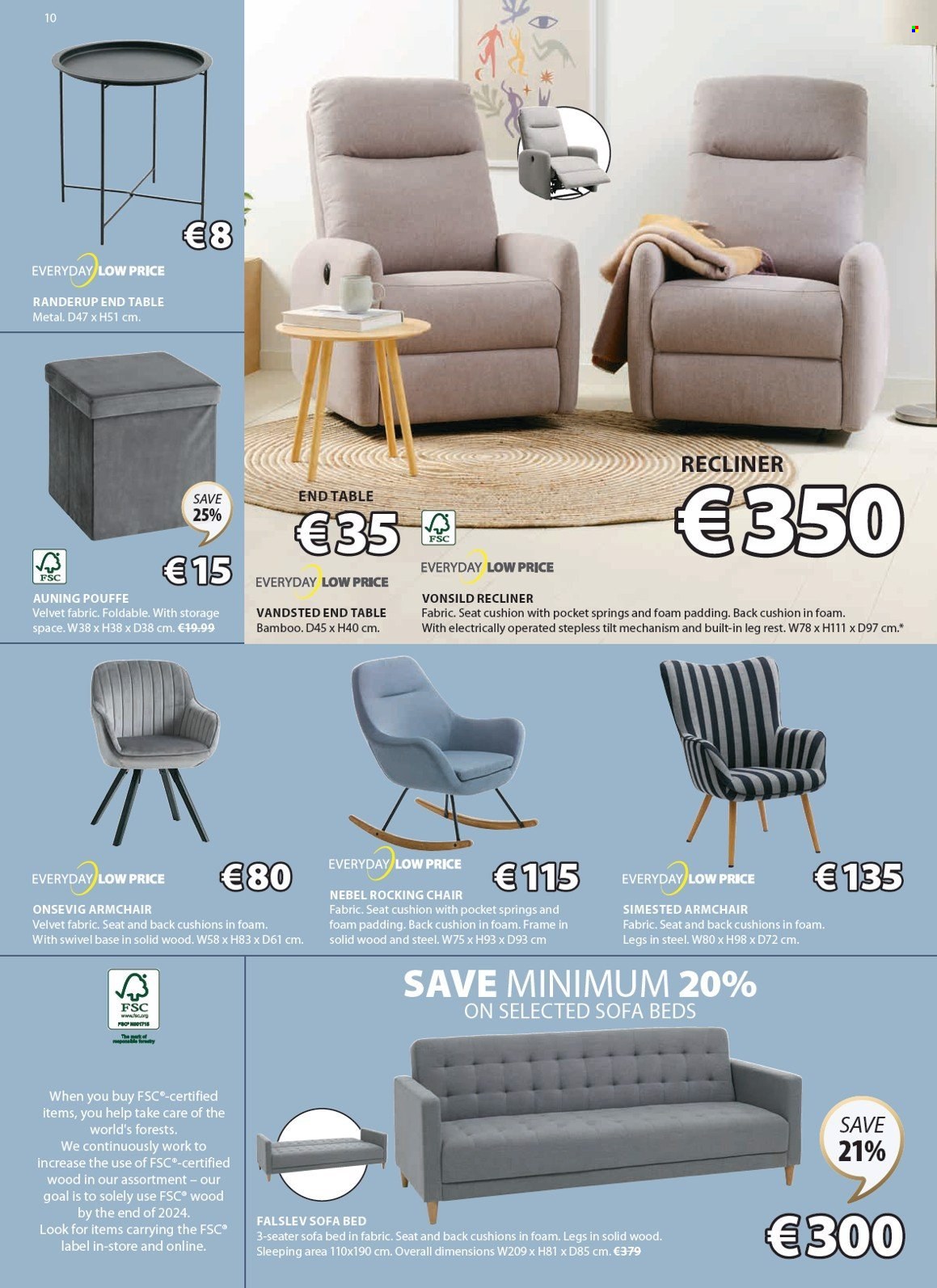 thumbnail - JYSK offer  - 25.04.2024 - 29.05.2024 - Sales products - table, end table, pouffe, houseplant, recliner chair, arm chair, rocking chair, sofa, sofa bed. Page 11.