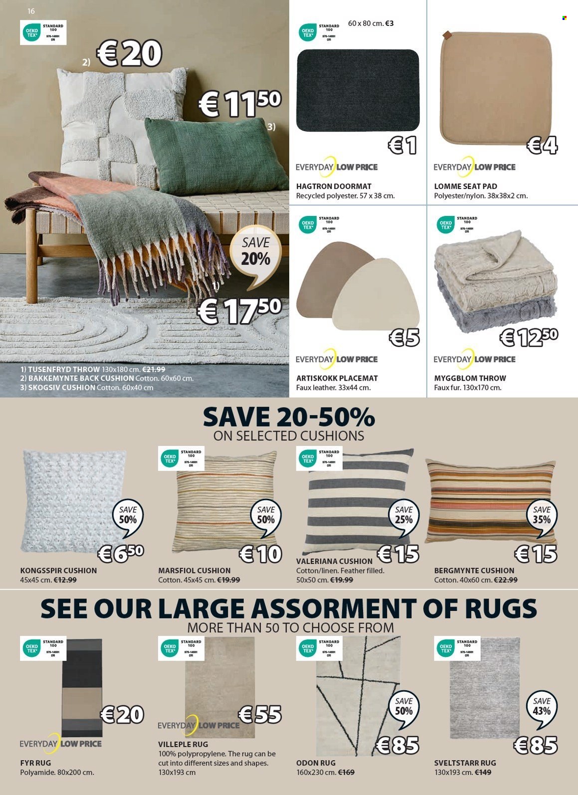 thumbnail - JYSK offer  - 25.04.2024 - 29.05.2024 - Sales products - cushion, door mat, chair pad, blanket, placemat, rug. Page 17.