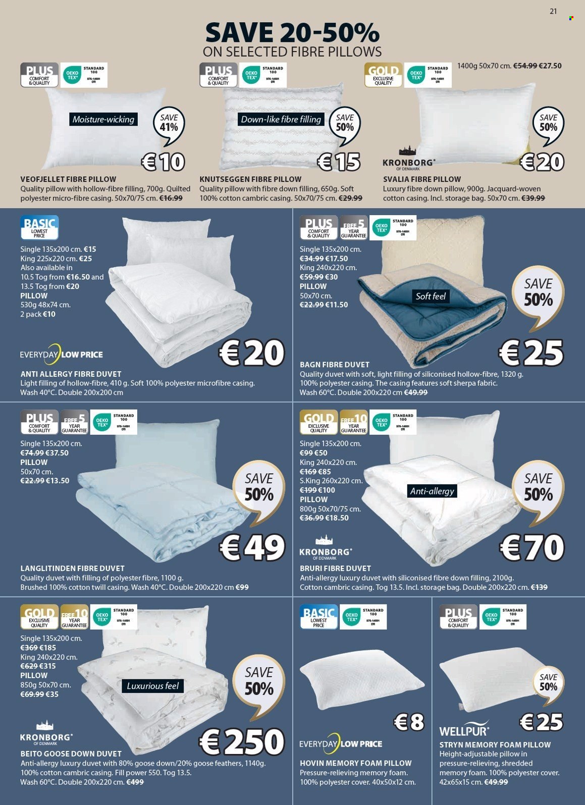 thumbnail - JYSK offer  - 25.04.2024 - 29.05.2024 - Sales products - pillow, duvet, Kronborg, foam pillow. Page 22.