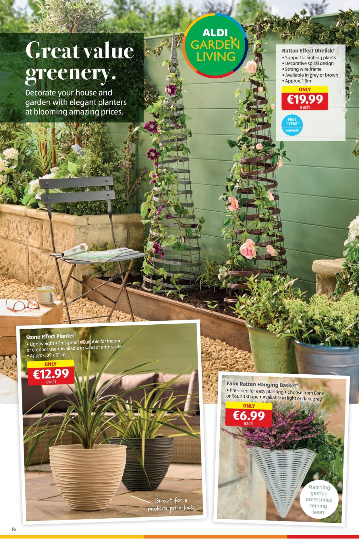 thumbnail - Aldi offer  - 02.05.2024 - 08.05.2024 - Sales products - Planters, hanging basket. Page 16.