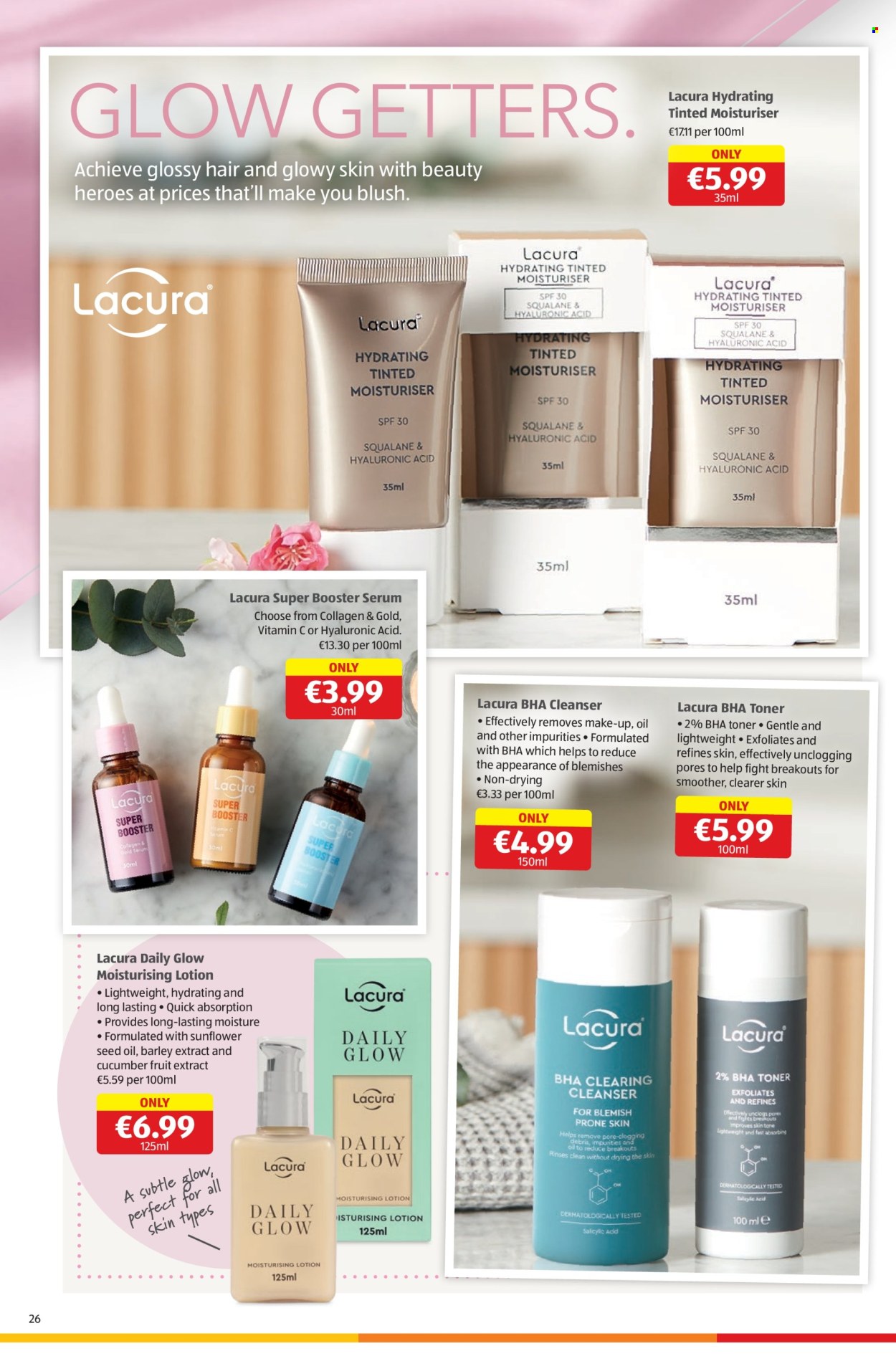 thumbnail - Aldi offer  - 02.05.2024 - 08.05.2024 - Sales products - cucumber, cleanser, makeup remover, serum, toner. Page 26.