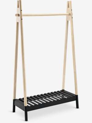 Clothes rail JENNET w/shoe shelf natural/black