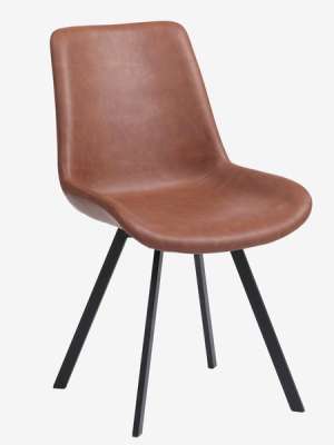 Dining chair HYGUM swivel cognac faux leather/black