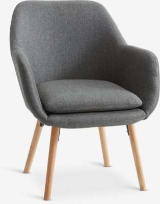 Armchair UDSBJERG grey fabric/oak