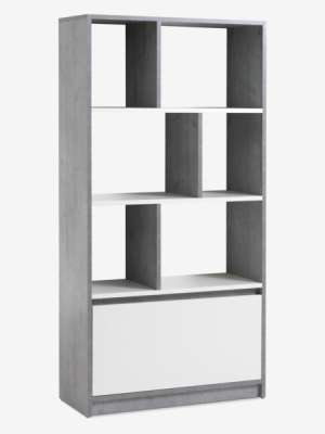 Bookcase BILLUND 1 drawer 3 shelves concrete/white