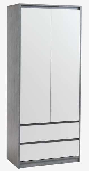 Wardrobe BILLUND 80x193 white/concrete