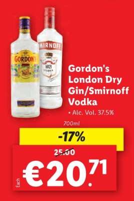 Gordon's London Dry Gin/Smirnoff Vodka