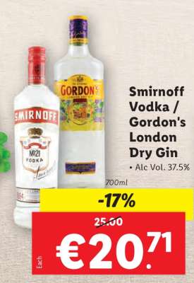 Smirnoff Vodka / Gordon's London Dry Gin