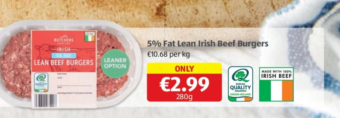 5% Fat Lean Irish Beef Burgers