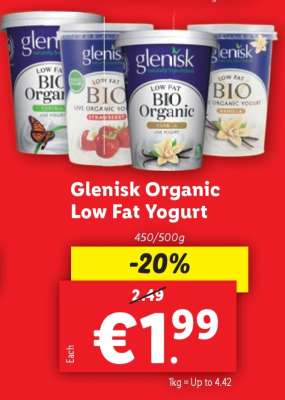 Glenisk Organic Low Fat Yogurt