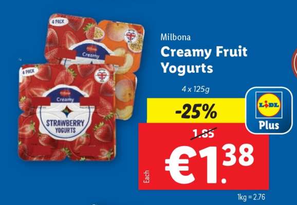 Milbona Creamy Fruit Yogurts