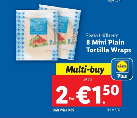 Rowan Hill Bakery 8 Mini Plain Tortilla Wraps