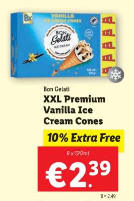Bon Gelati XXL Premium Vanilla Ice Cream Cones