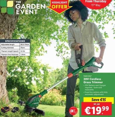 PARKSIDE® 20V Cordless Grass Trimmer