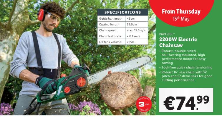 PARKSIDE® 2200W Electric Chainsaw