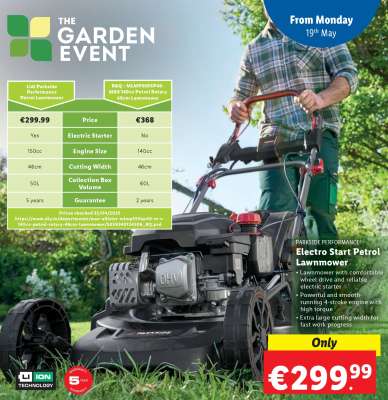 Lidl Parkside Performance Electro Start Petrol Lawnmower