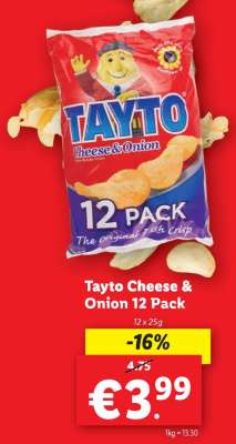 Tayto Cheese & Onion 12 Pack