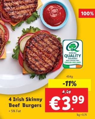 4 Irish Skinny Beef Burgers