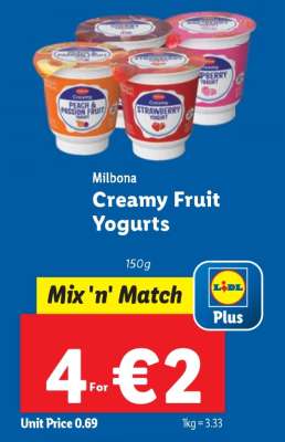 Milbona Creamy Fruit Yogurts