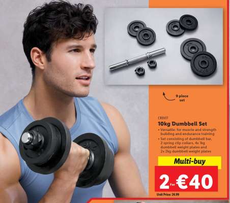 CRIVIT 10kg Dumbbell Set