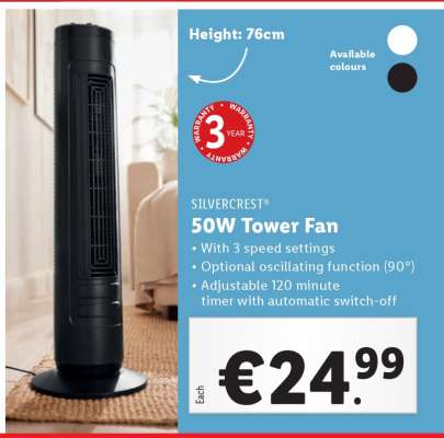 SILVERCREST 50W Tower Fan
