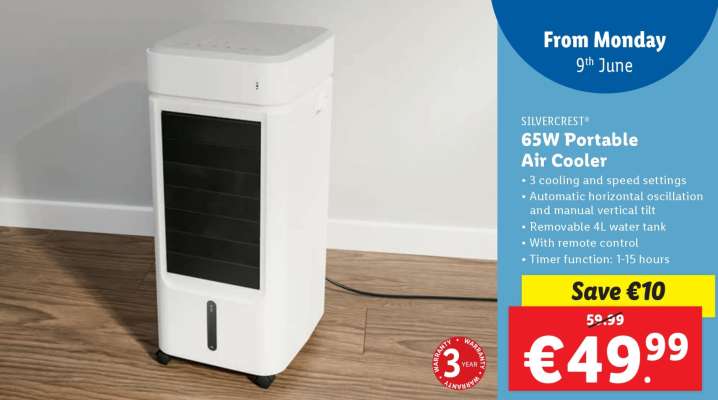 SILVERCREST 65W Portable Air Cooler