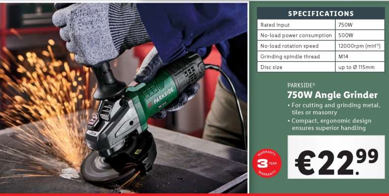 PARKSIDE 750W Angle Grinder